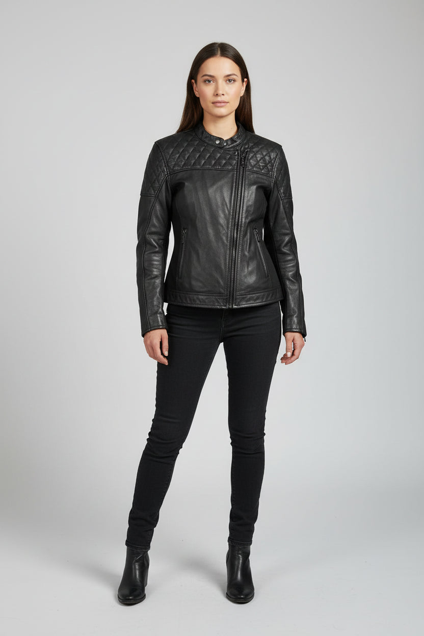 MC Jakke Læder BOOMER Sort WOMEN