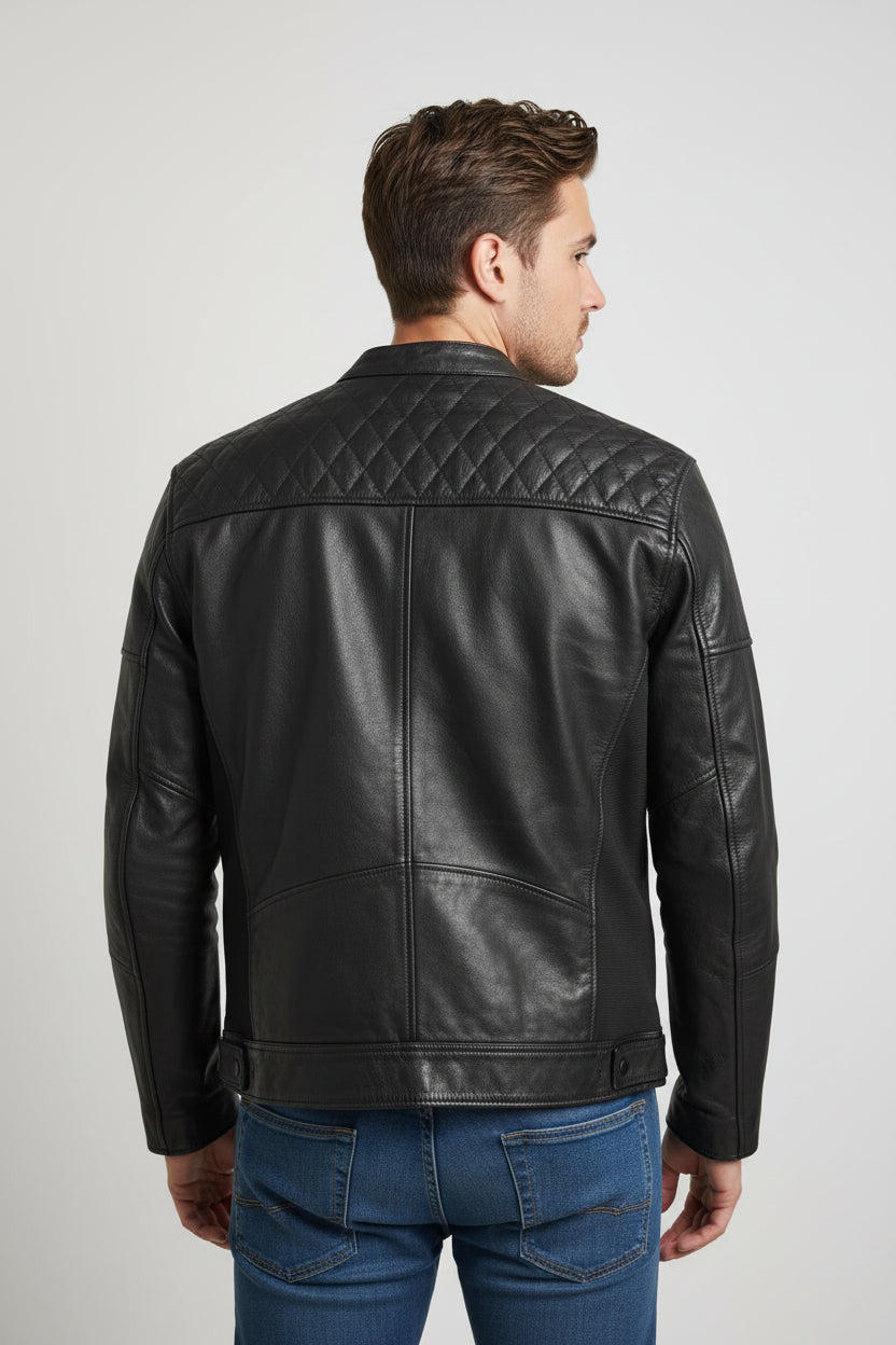 MC Jakke Læder BOOMER Sort MEN