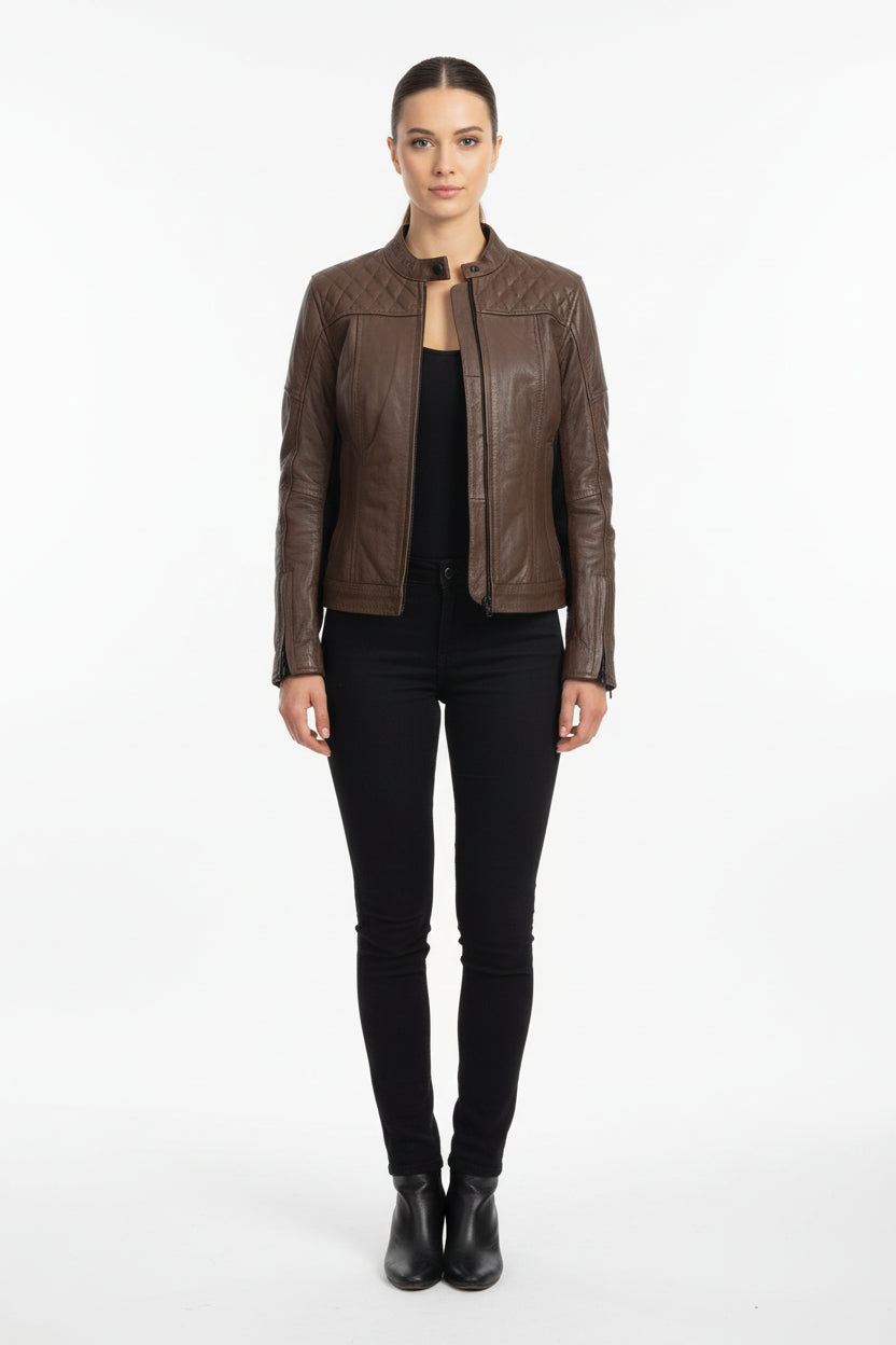 MC Jakke Læder BOOMER Brun WOMEN